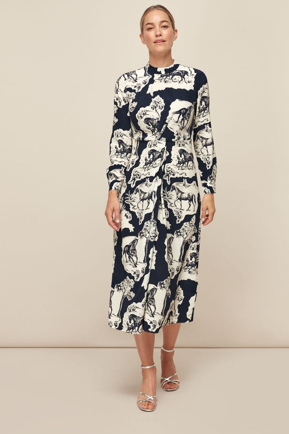 Stallion Print Silk Dress