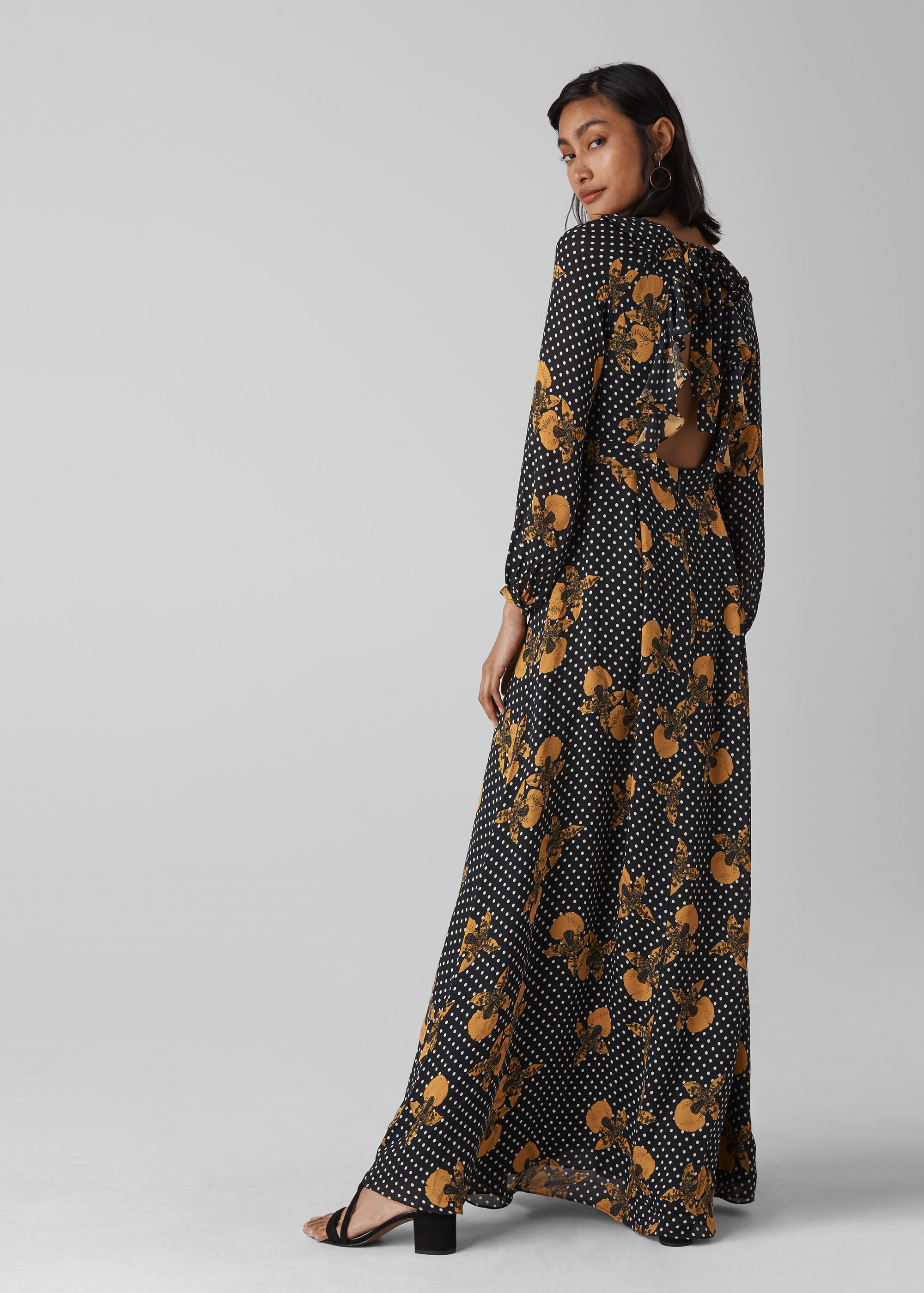 whistles spot print maxi dress