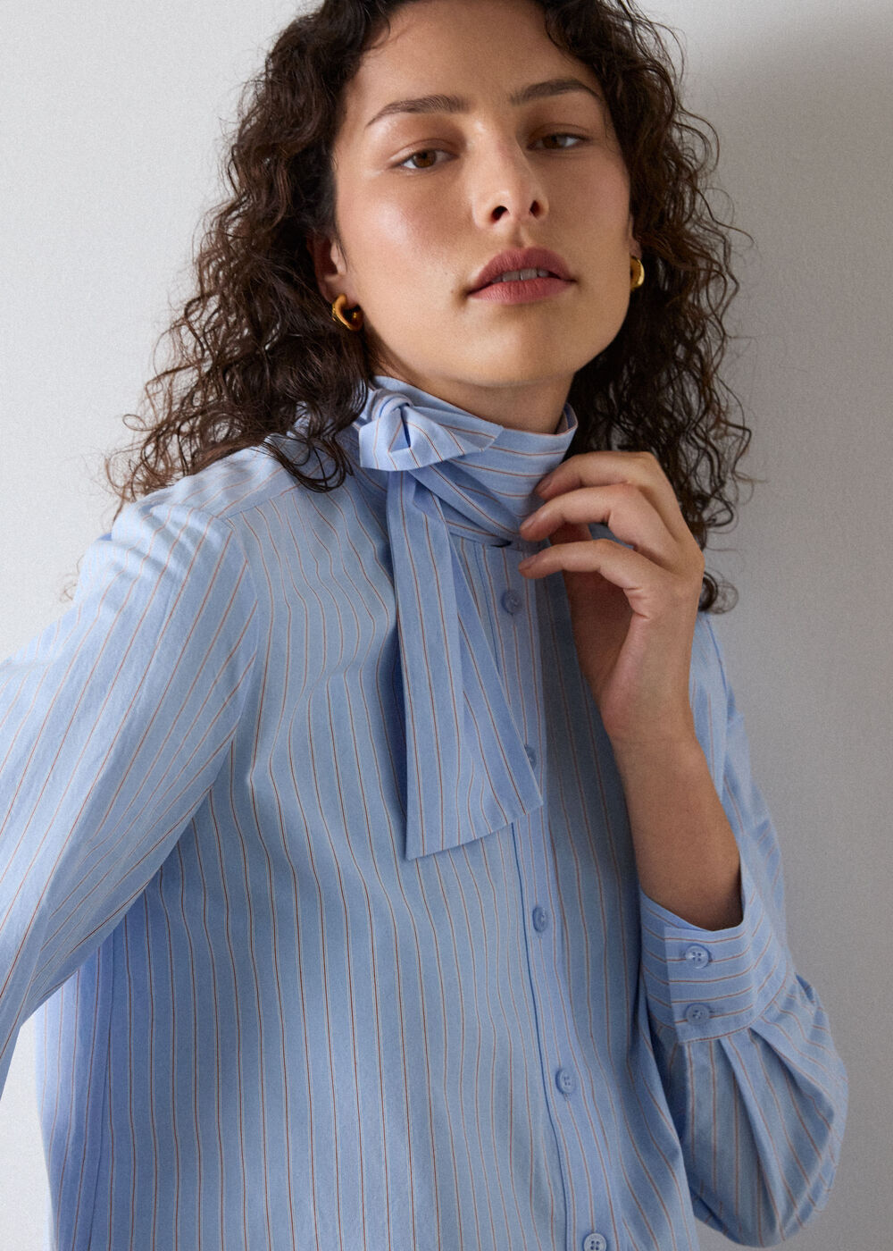 Scarf Stripe Cotton Shirt