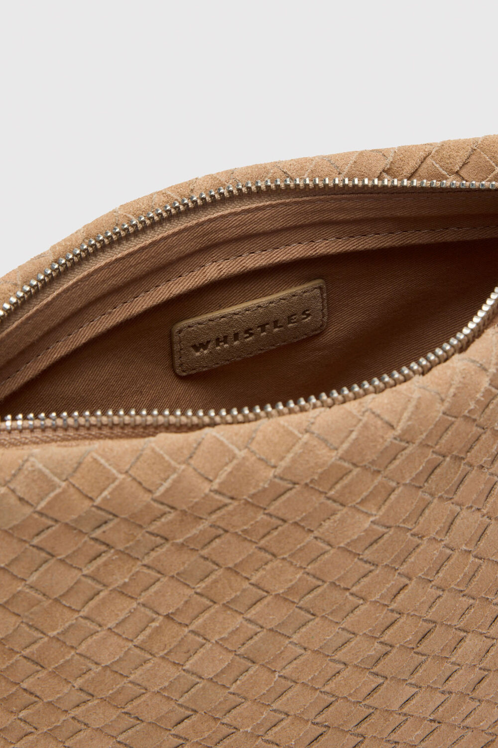 Avah Woven Suede Zip Clutch