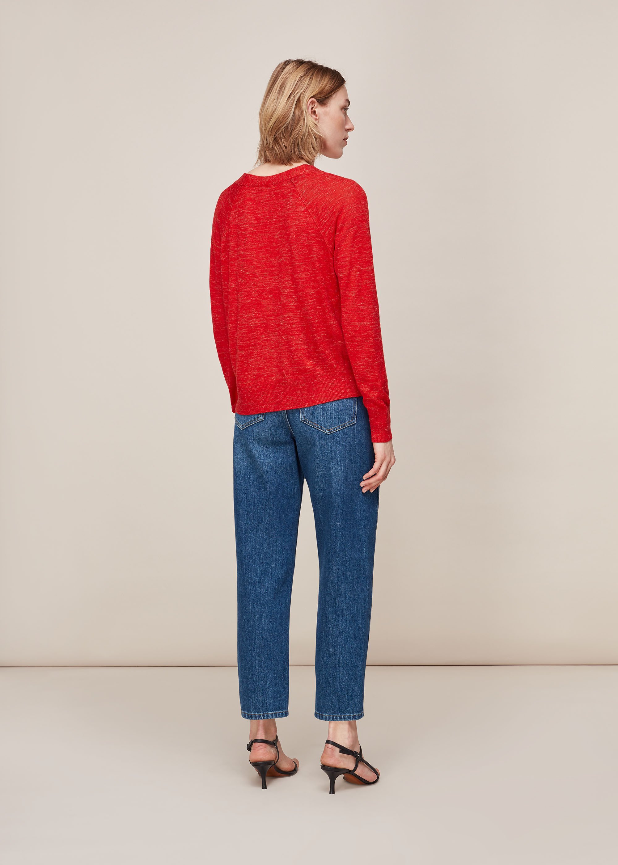 Red linen cardigan outlet