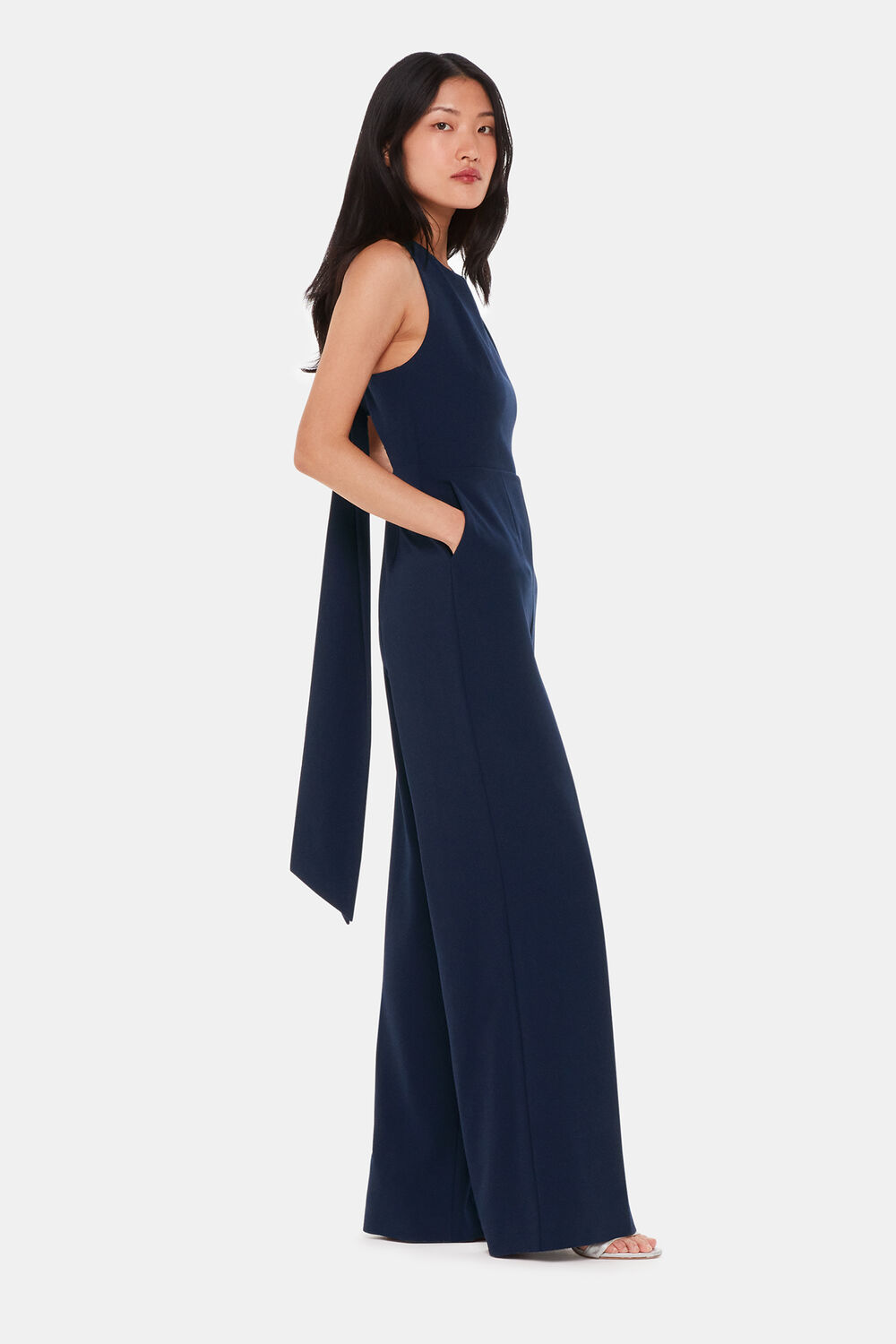 Navy Tie Back Maxi Jumpsuit