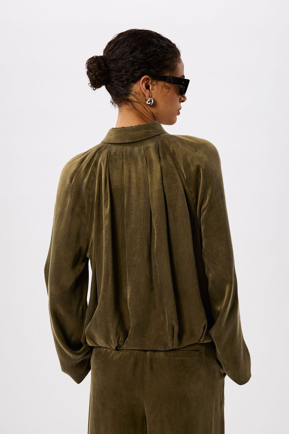 Khaki Drapey Bubble Hem Jacket
