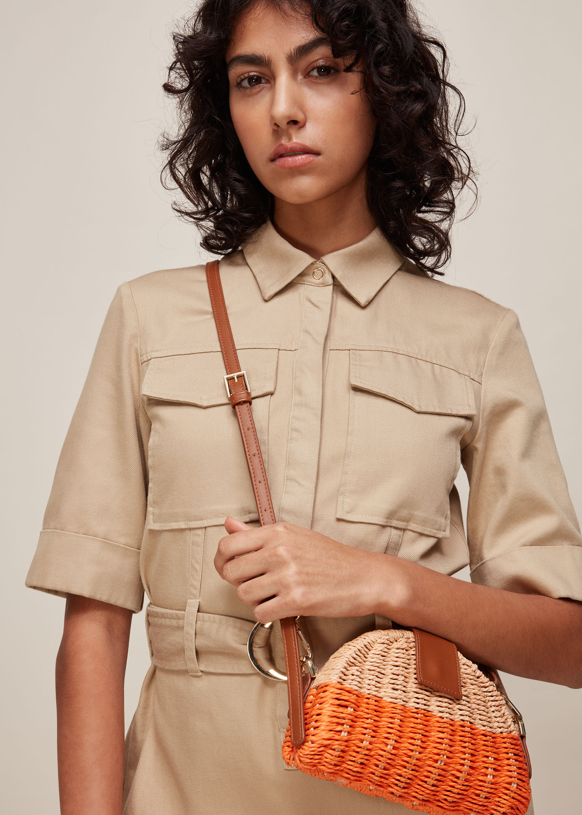 Orange Multi Leo Mini Crossbody Straw Bag WHISTLES