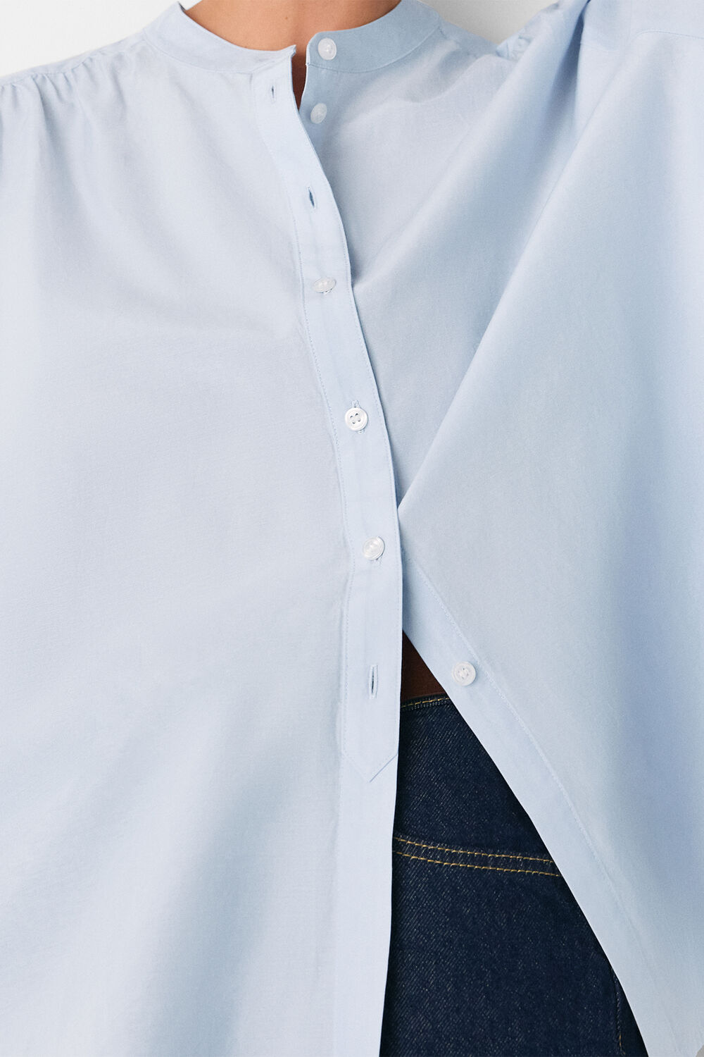 Pale Blue Silk Cotton Trapeze Shirt