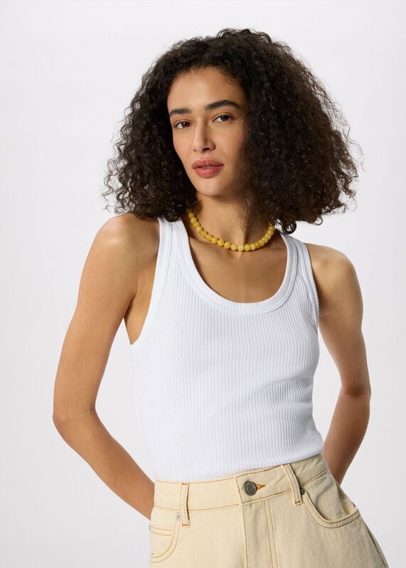 White Classic Ribbed Vest