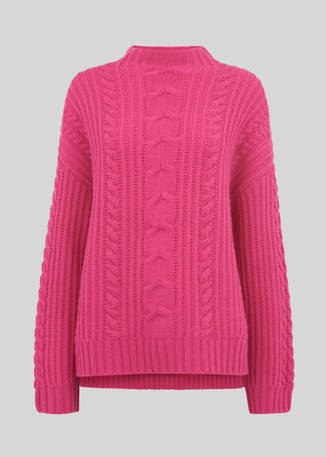 Pink Oversized Chunky Cable Sweater | WHISTLES | Whistles UK