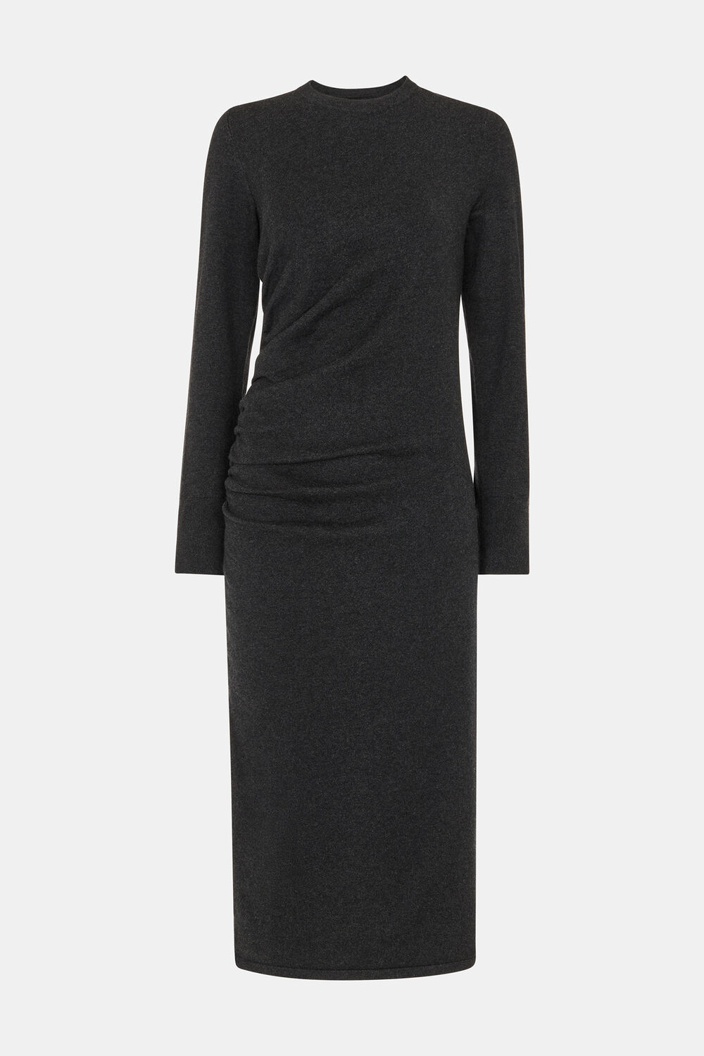 Gathered Side Midi Knit Dress