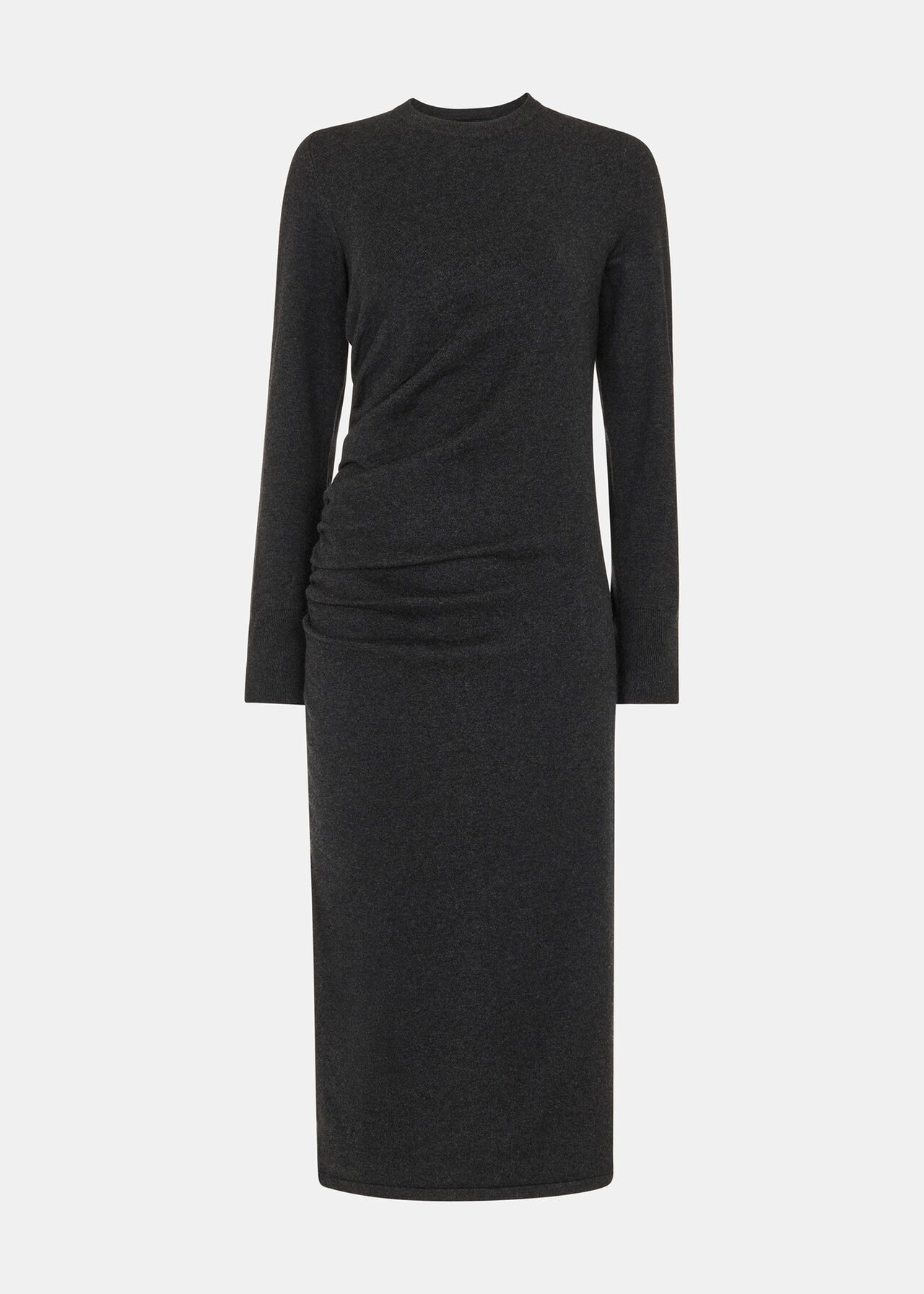 Gathered Side Midi Knit Dress