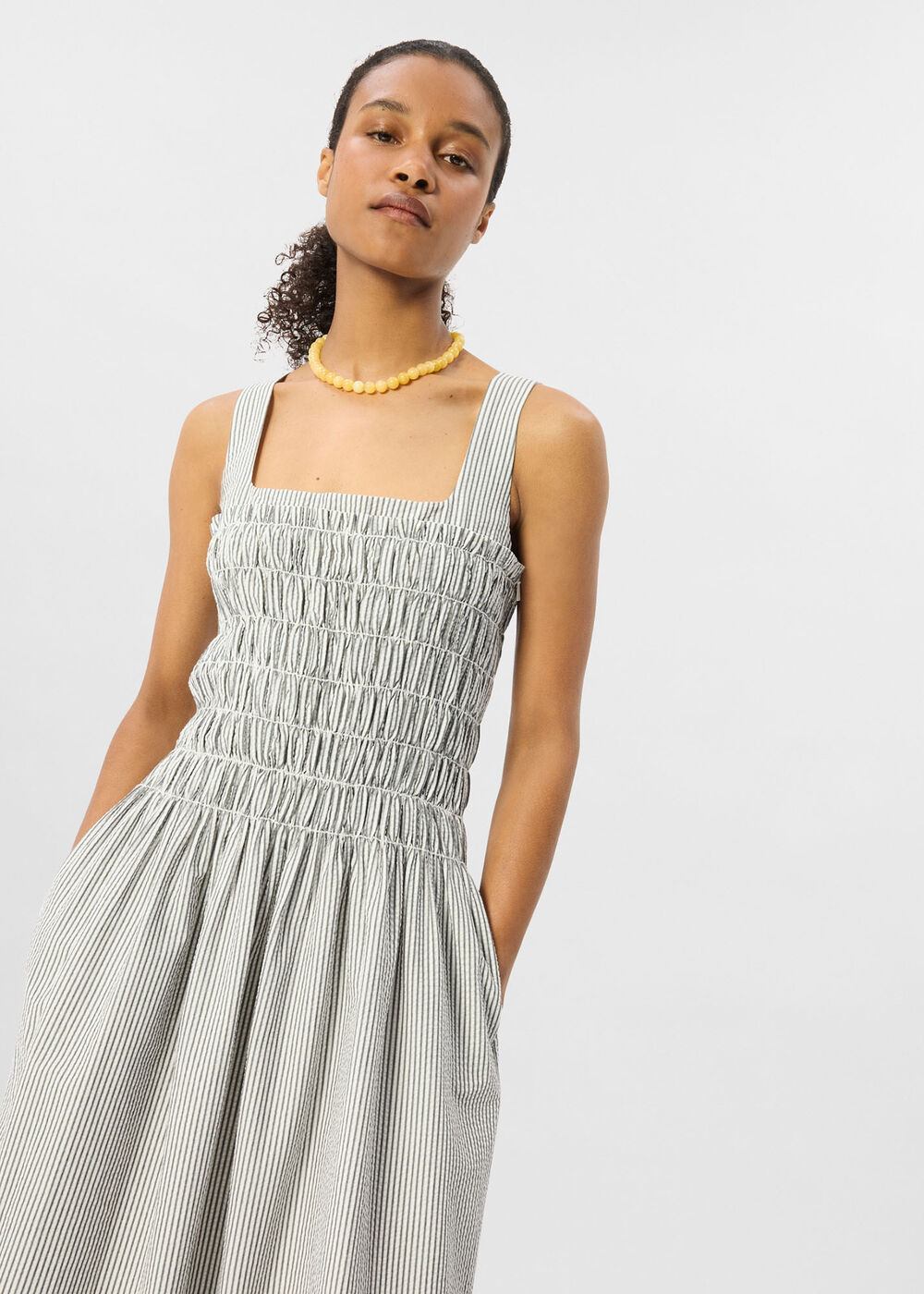 Seersucker Ruched Bodice Dress