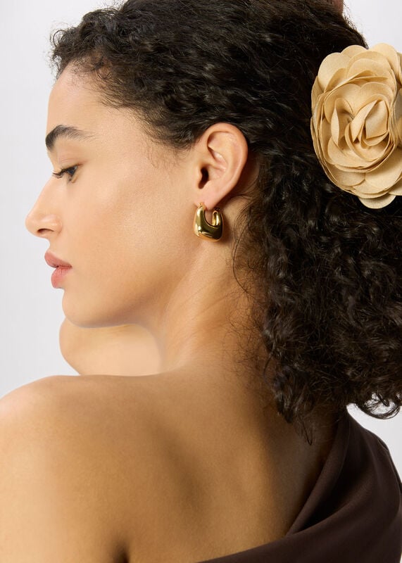 Gold Chunky Curved Square Earring