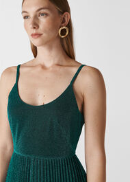 Regina Sparkle Pleated Dress Green