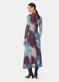 Oil Paint Print Mesh Dress