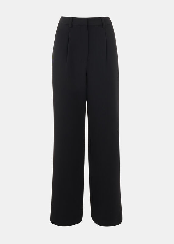 Black Crepe Side Stripe Pants 