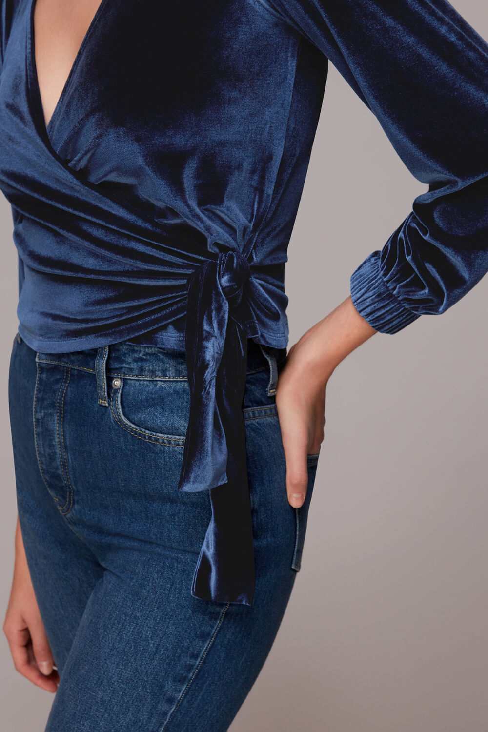 Velvet V Neck Wrap Top