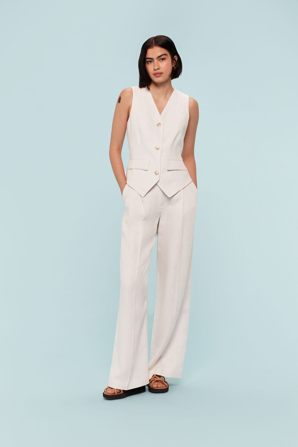 Lea Pleat Linen Trouser