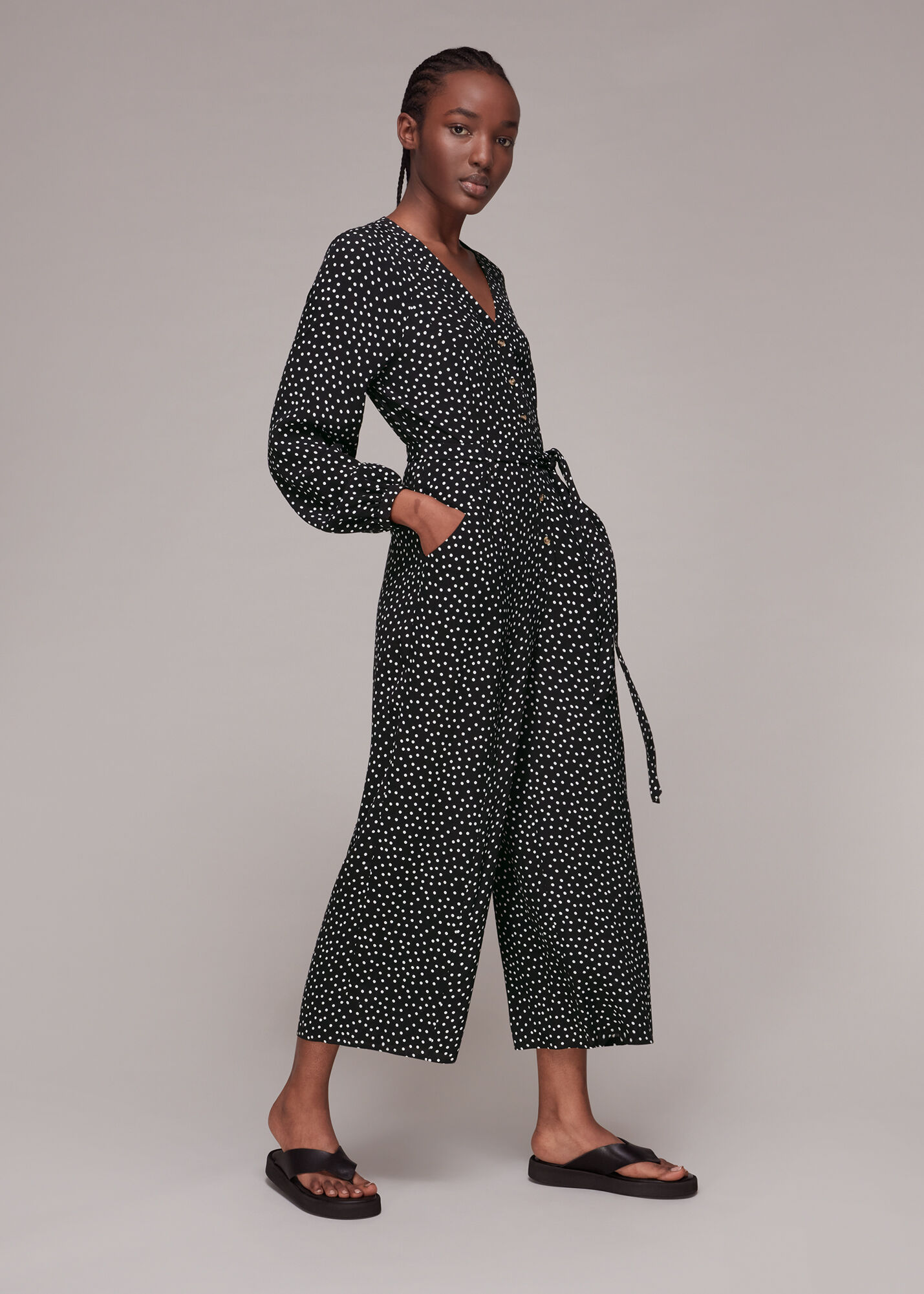 black spotted jumpsuit