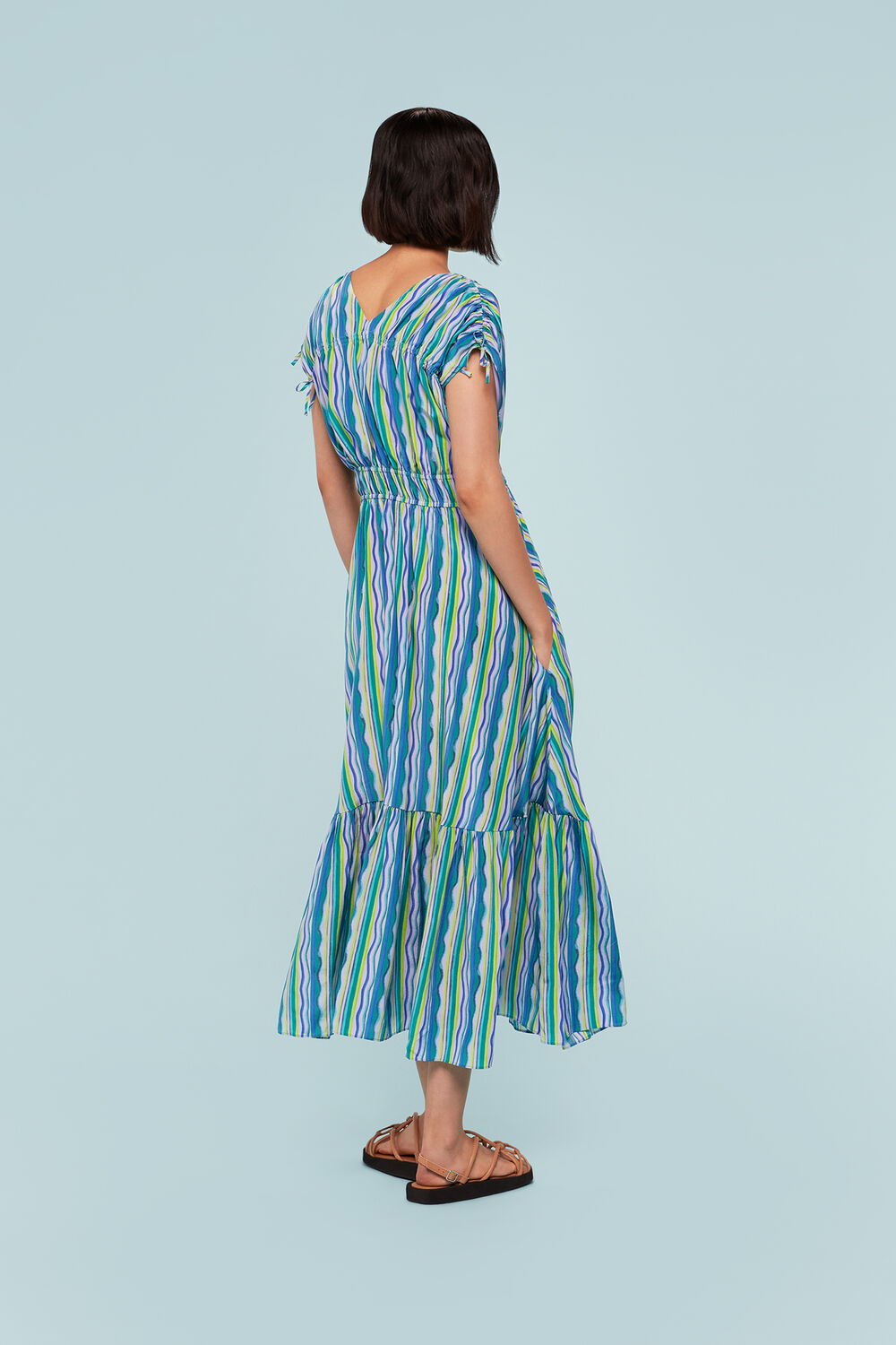 Multicolour Wiggle Stripe Silk Dress