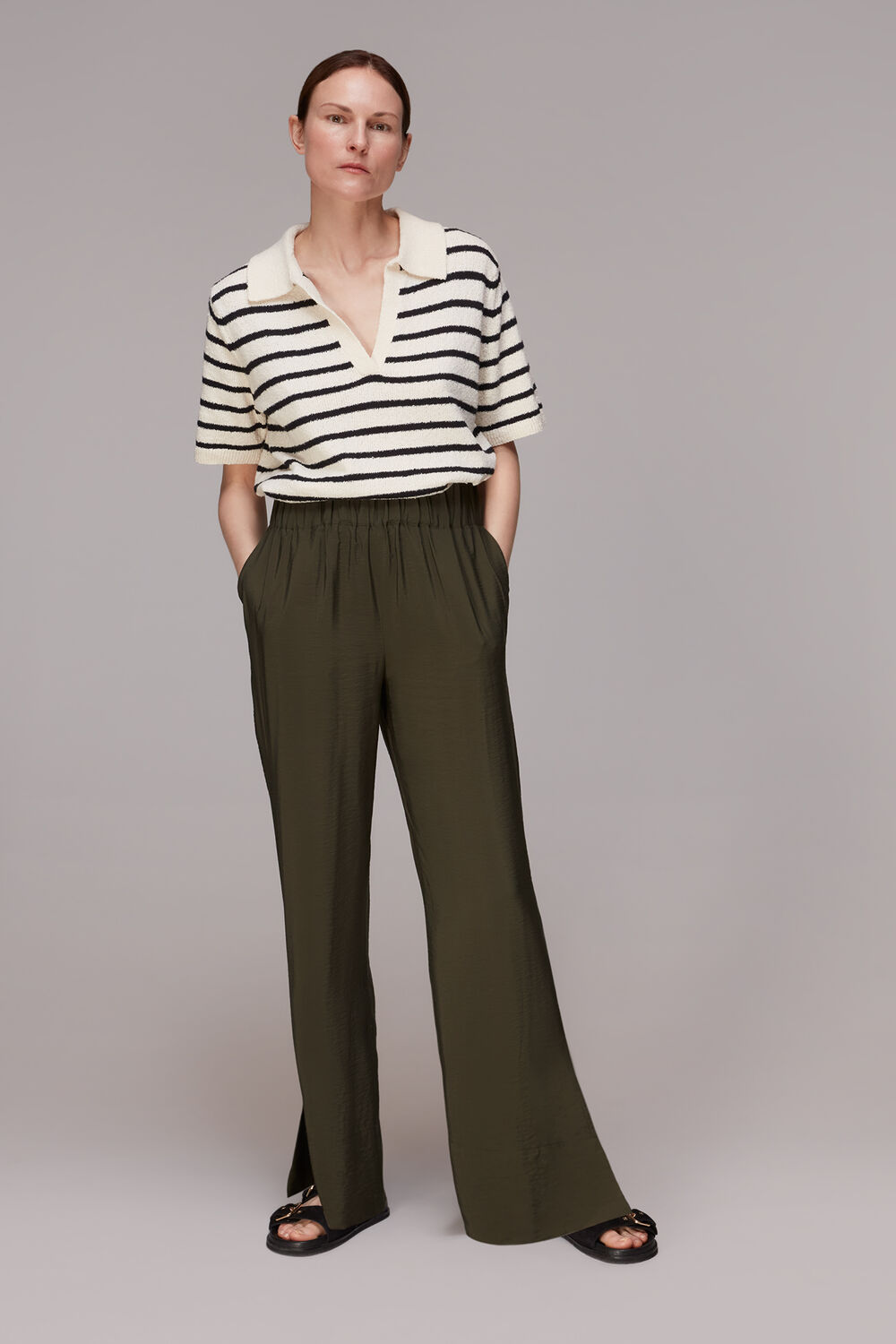 Khaki Nicola Full Length Trouser