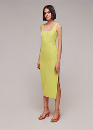 Lime Elenor Square Neck Midi Dress | WHISTLES | Whistles UK