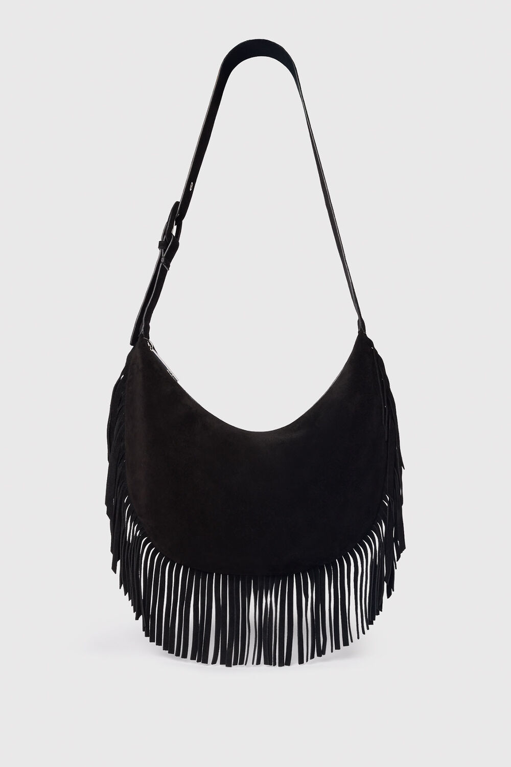 Black Sia Suede Fringed Bag