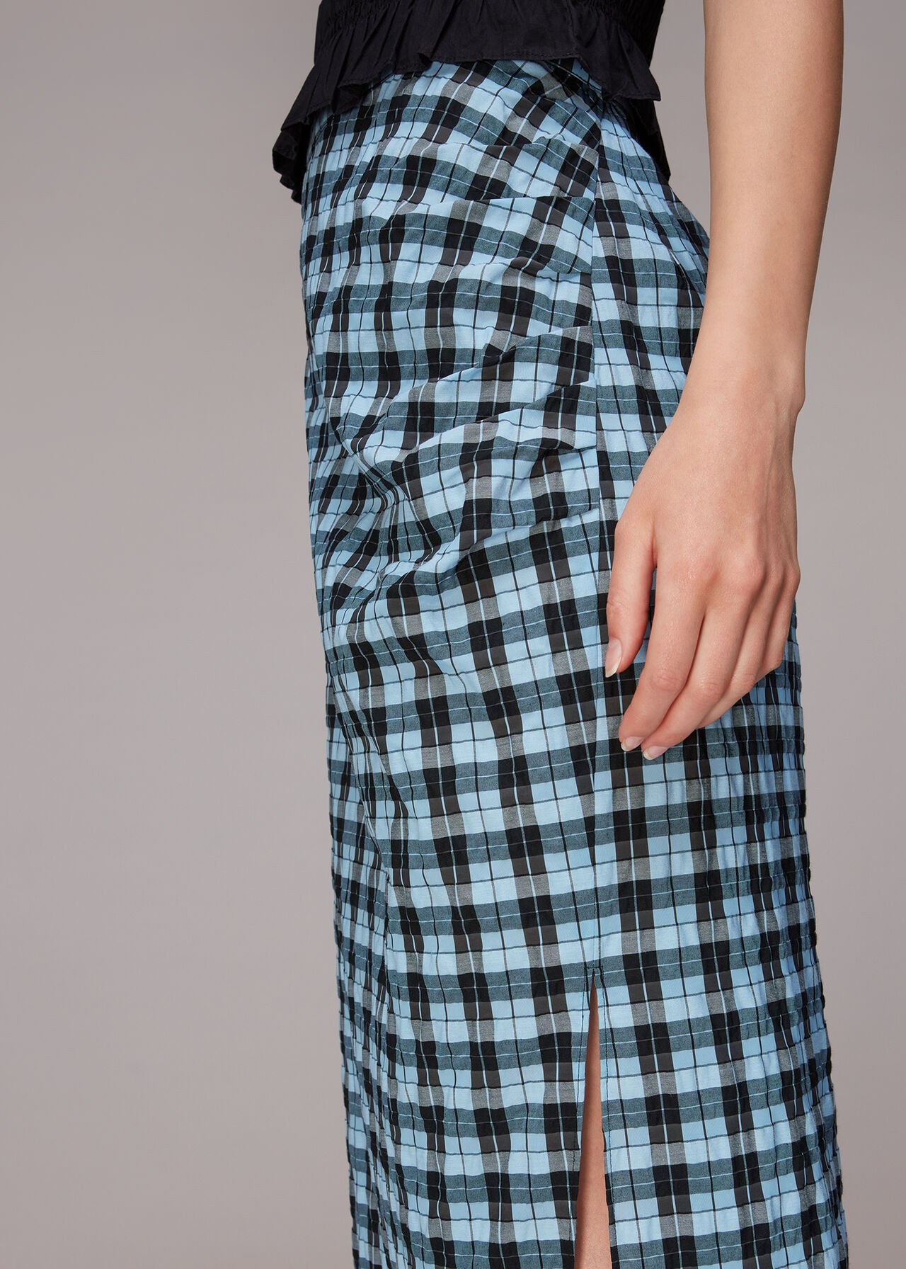 Gingham Ruched Front Skirt