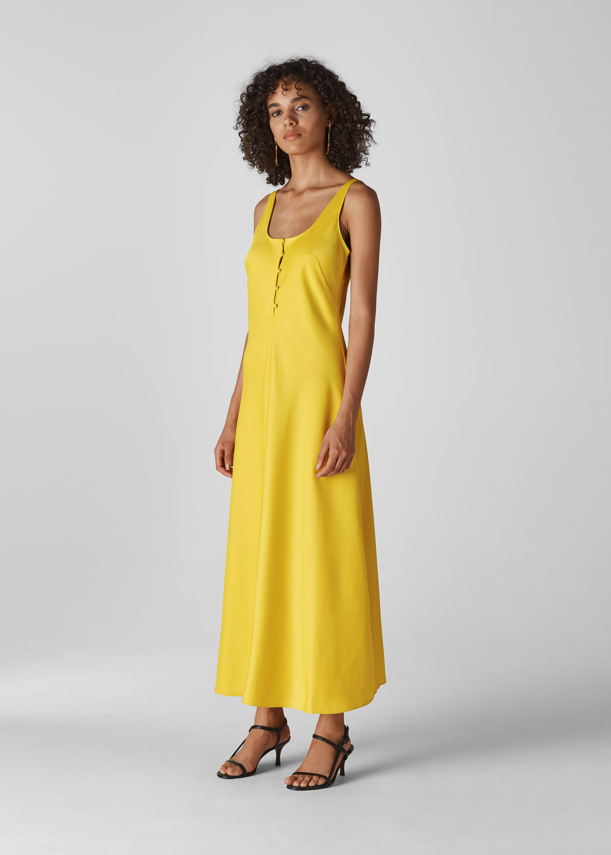 yellow slip dress satin