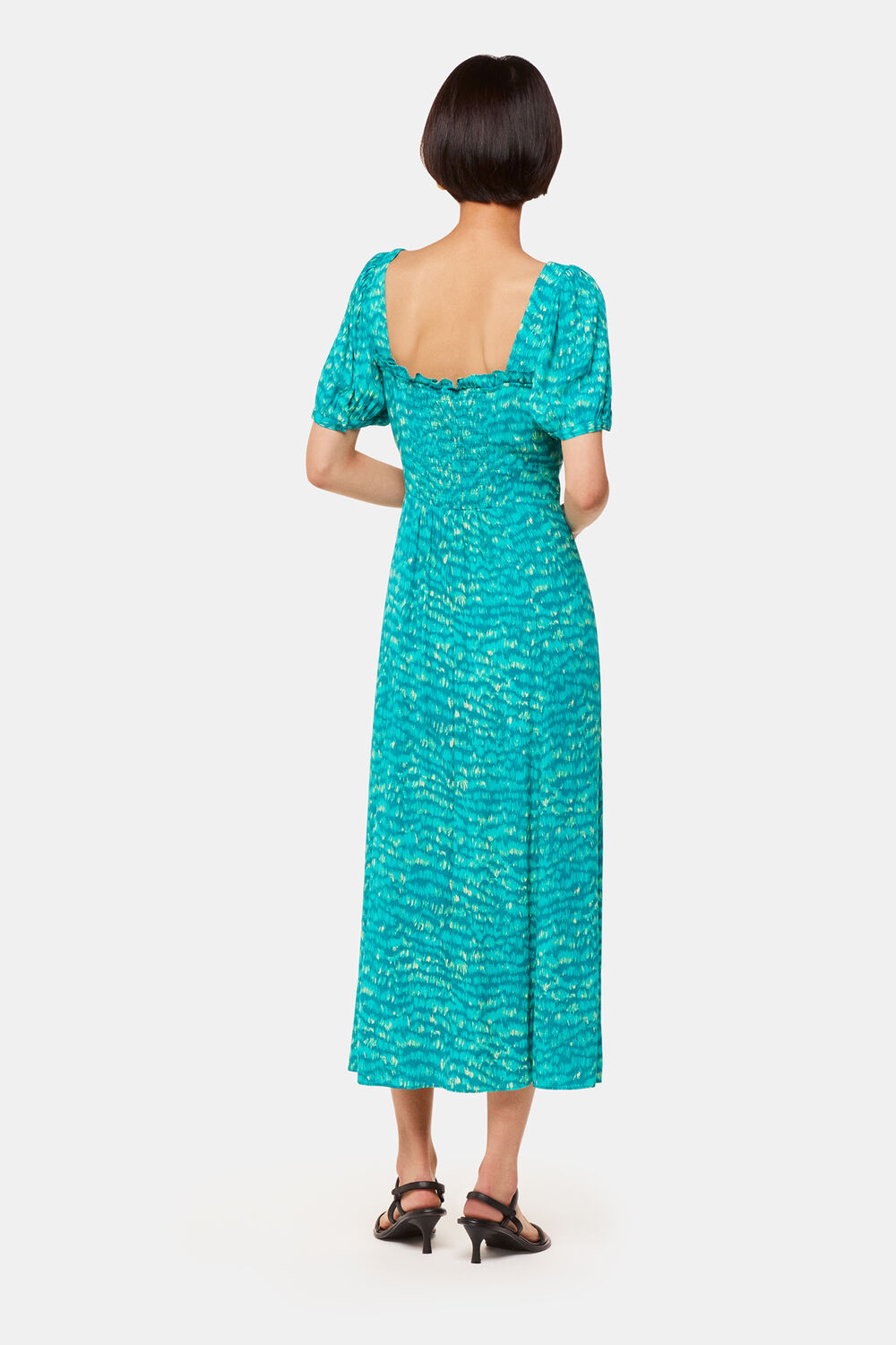 Green Sketched Grass Midi Dress