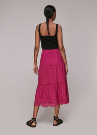 Broderie Midi Skirt Pink