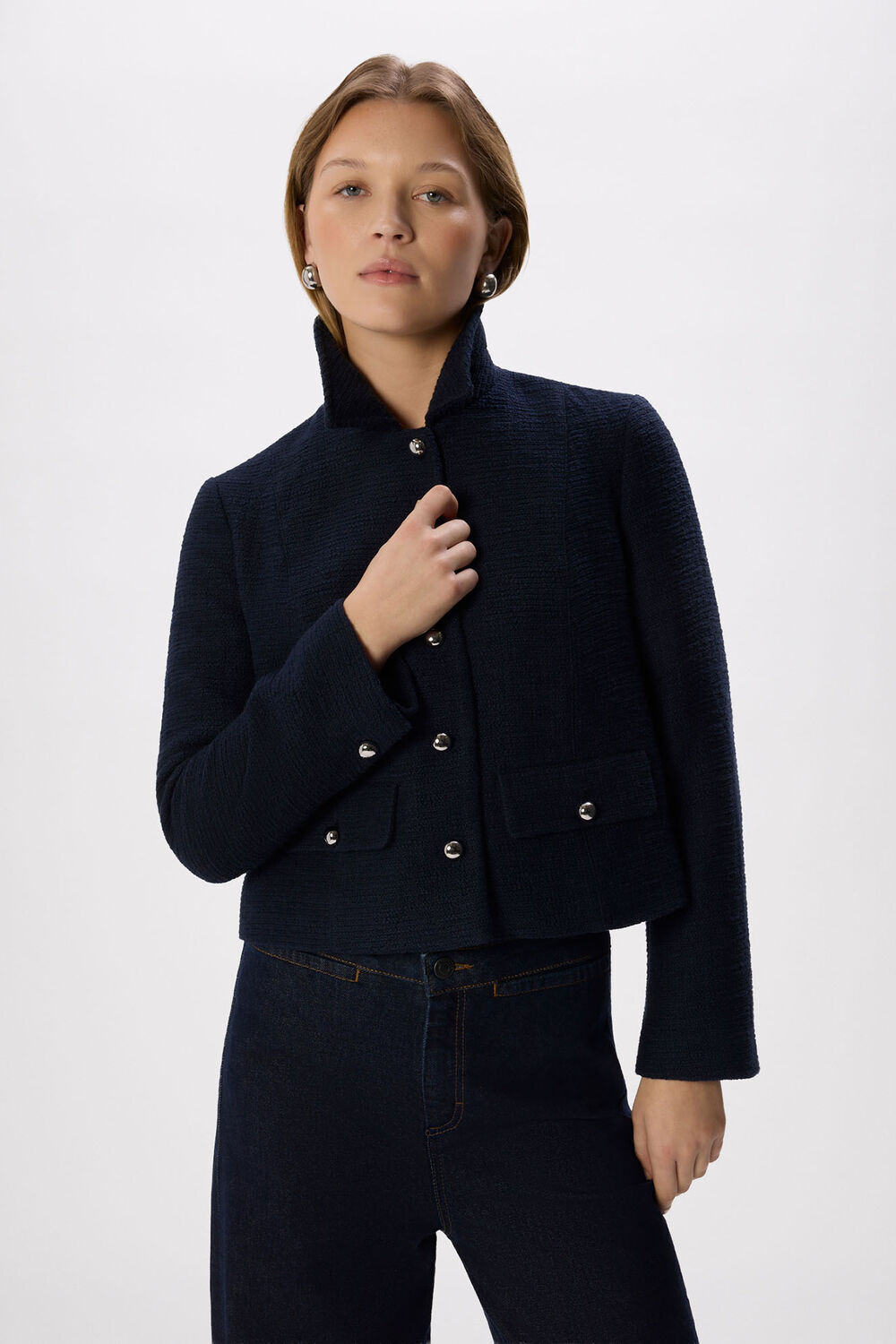 Navy Boucle Jacket