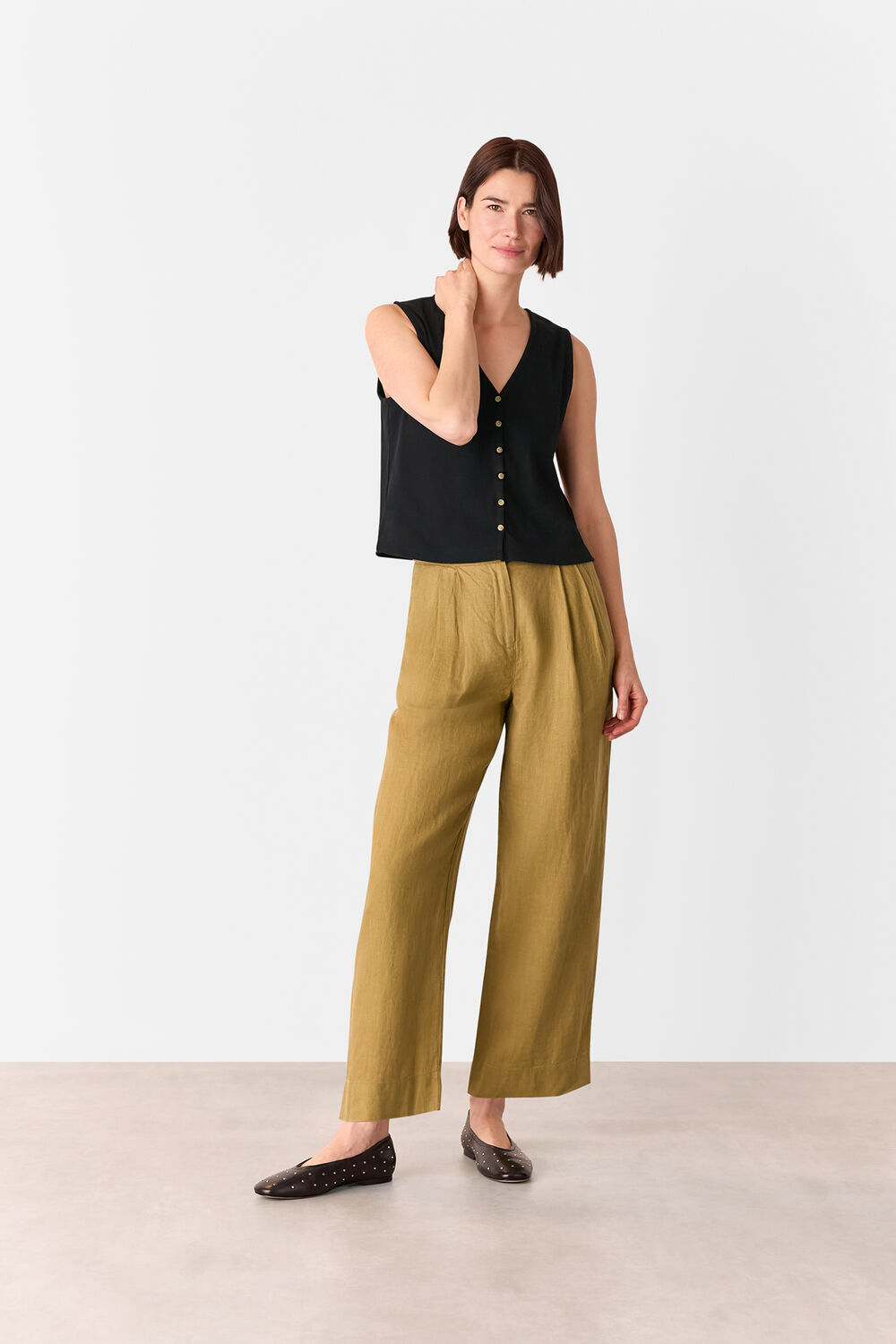 Black Button Rib Tank