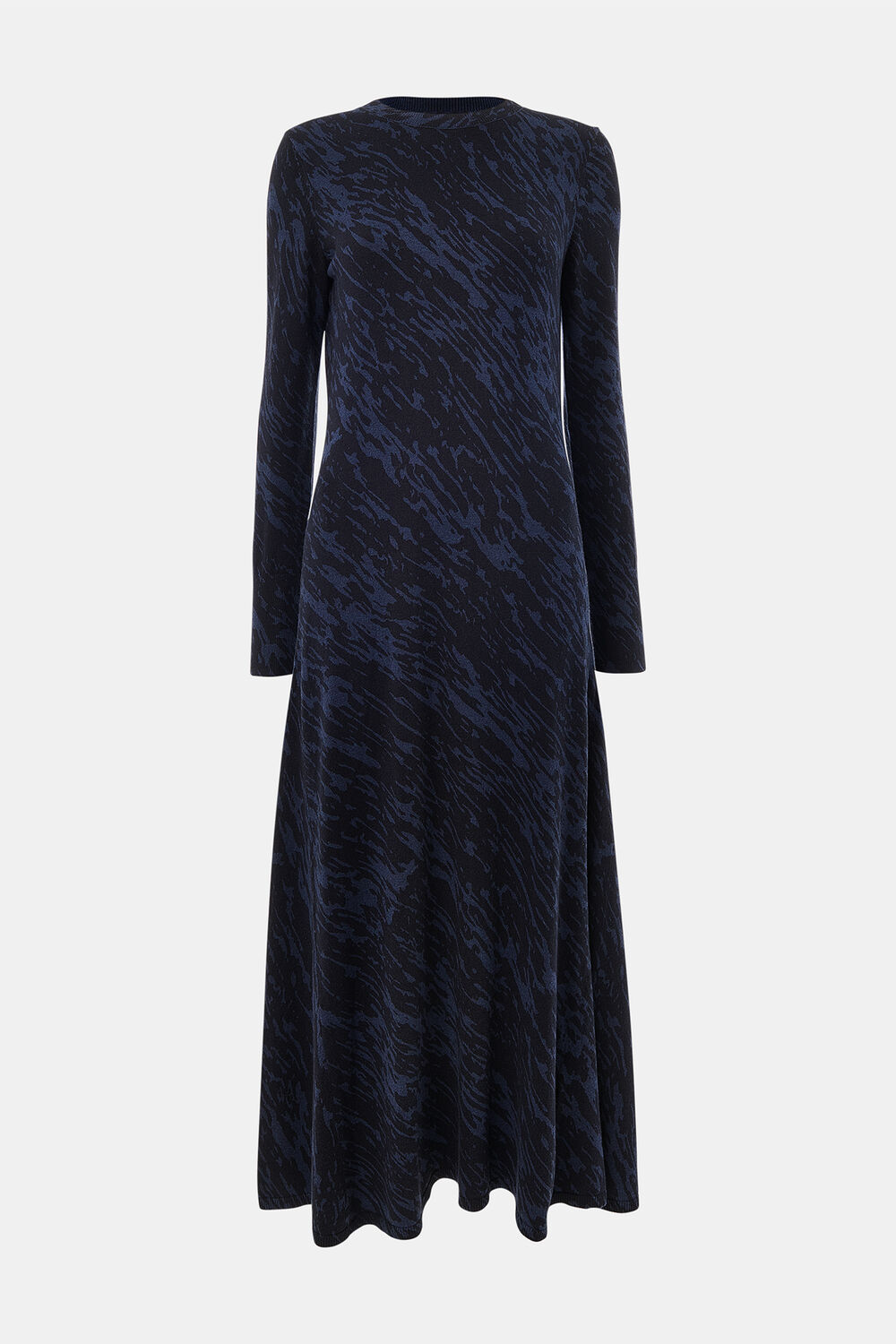Blue Abstract Marks Midi Knit Dress