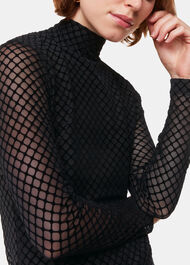 Checked Flocked Mesh Top