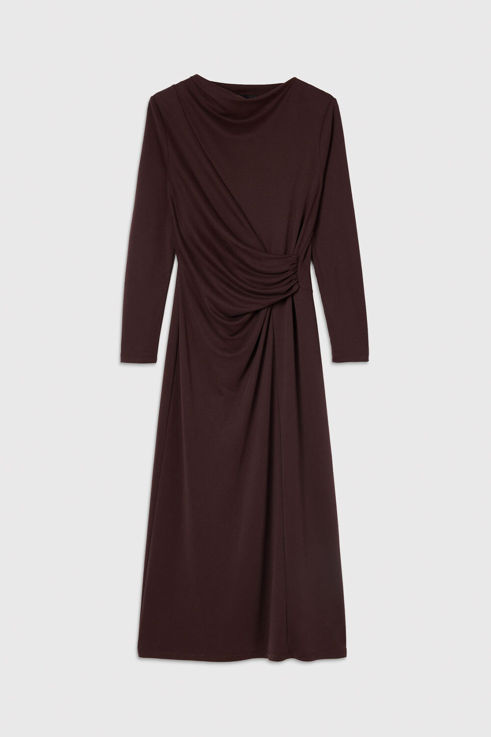 Chocolate Ruched Detail Midi Dress