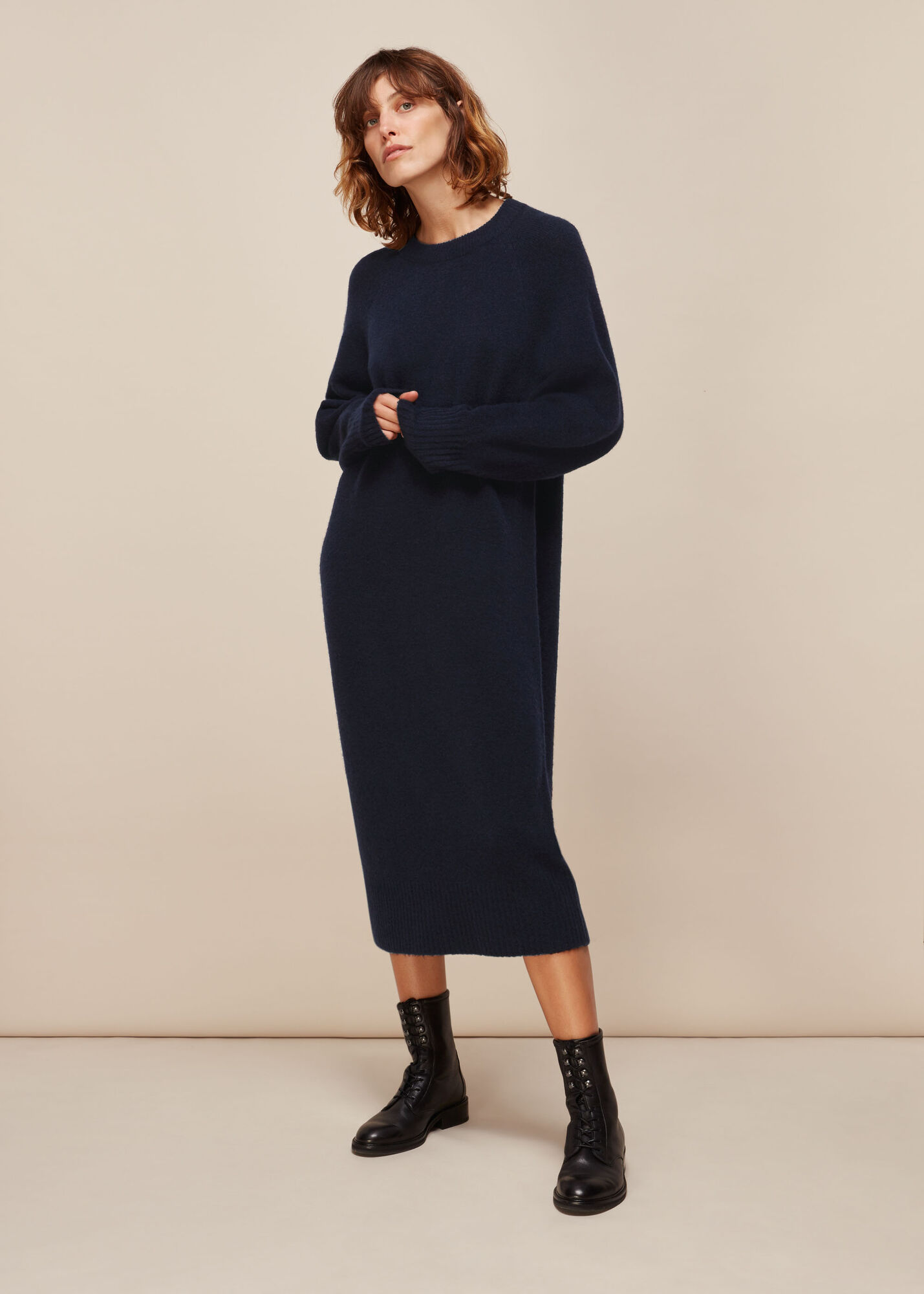 Navy Midi Length Knit Dress WHISTLES