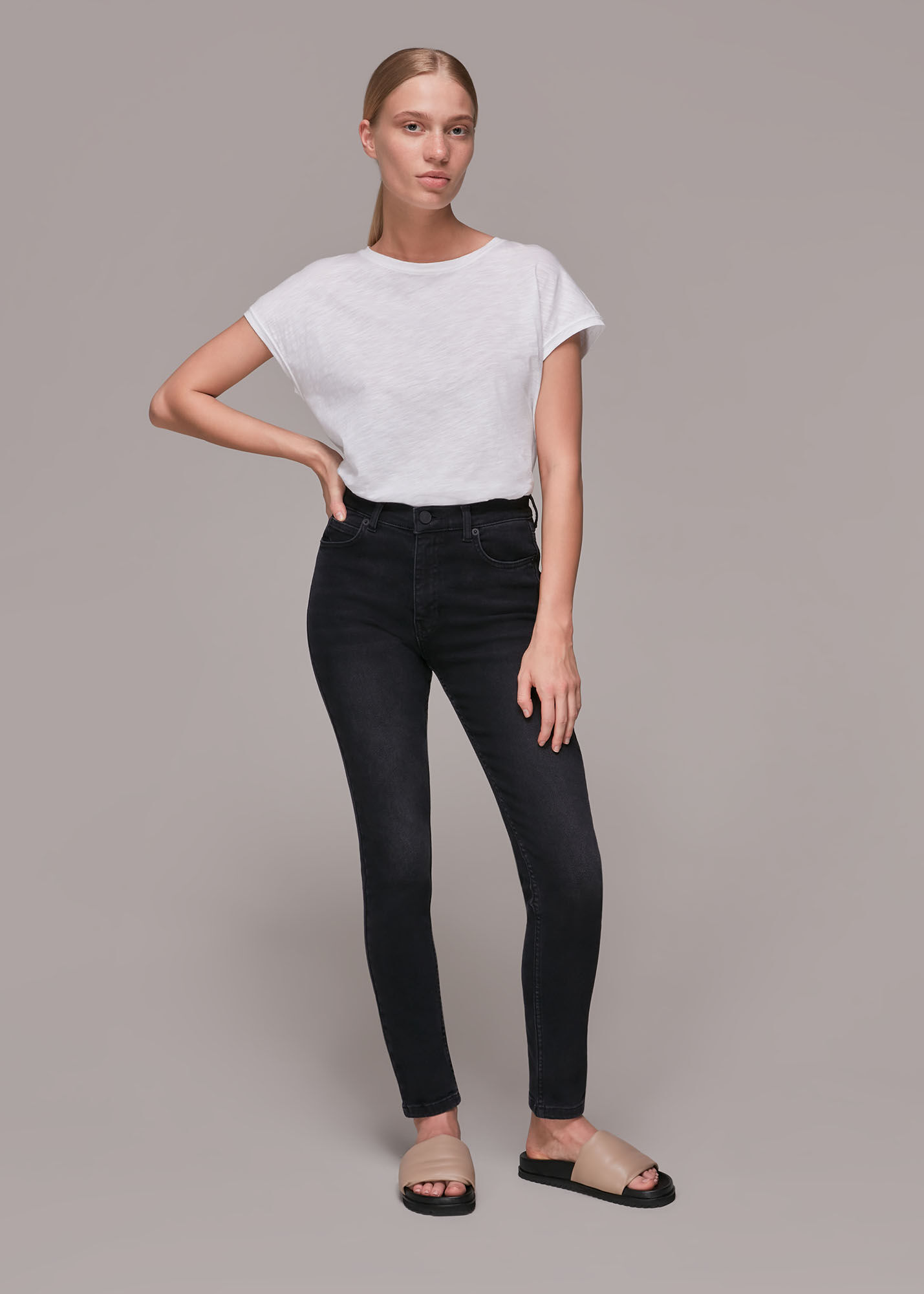 Black Mid-Rise Stretchy Skinny Jeans | Whistles |