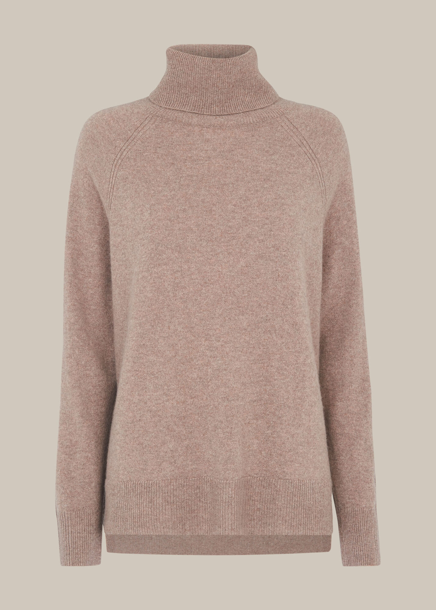 Oatmeal Cashmere Roll Neck Knit WHISTLES