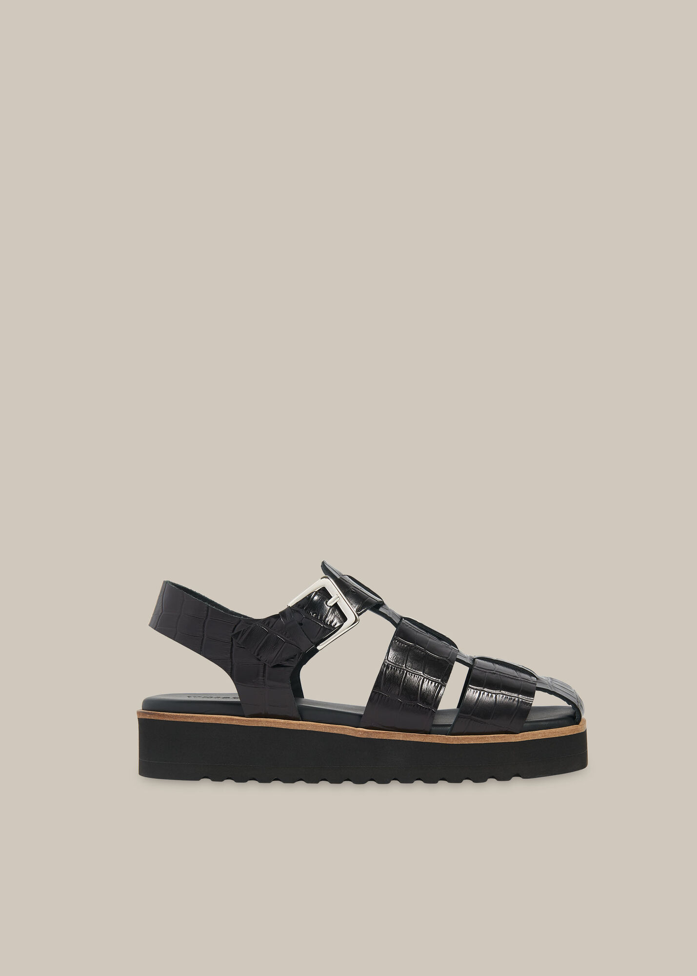 Black Kendra Croc Sandal | WHISTLES
