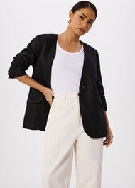 Petite Collarless Linen Blazer
