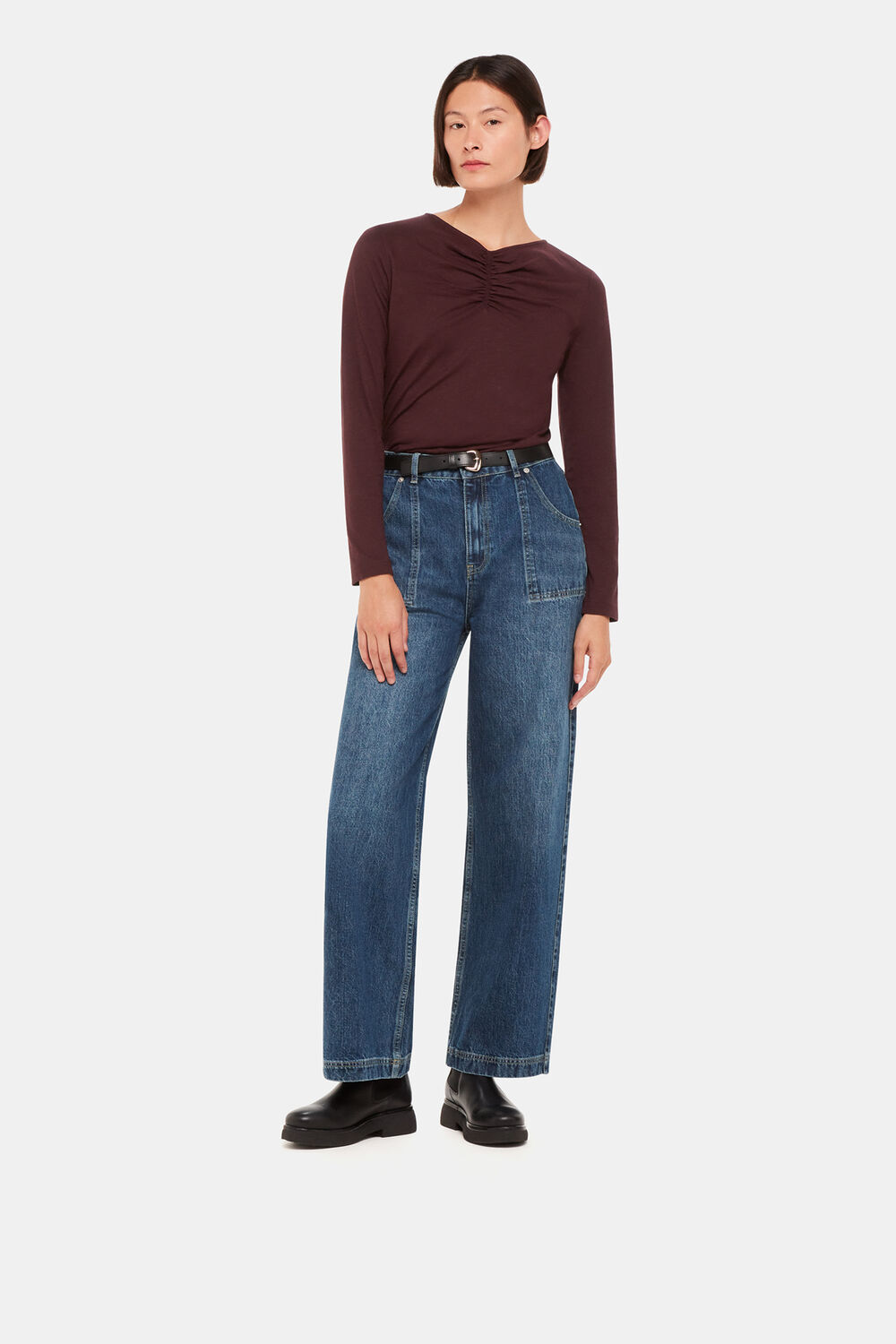 High V Neck Ruched Top