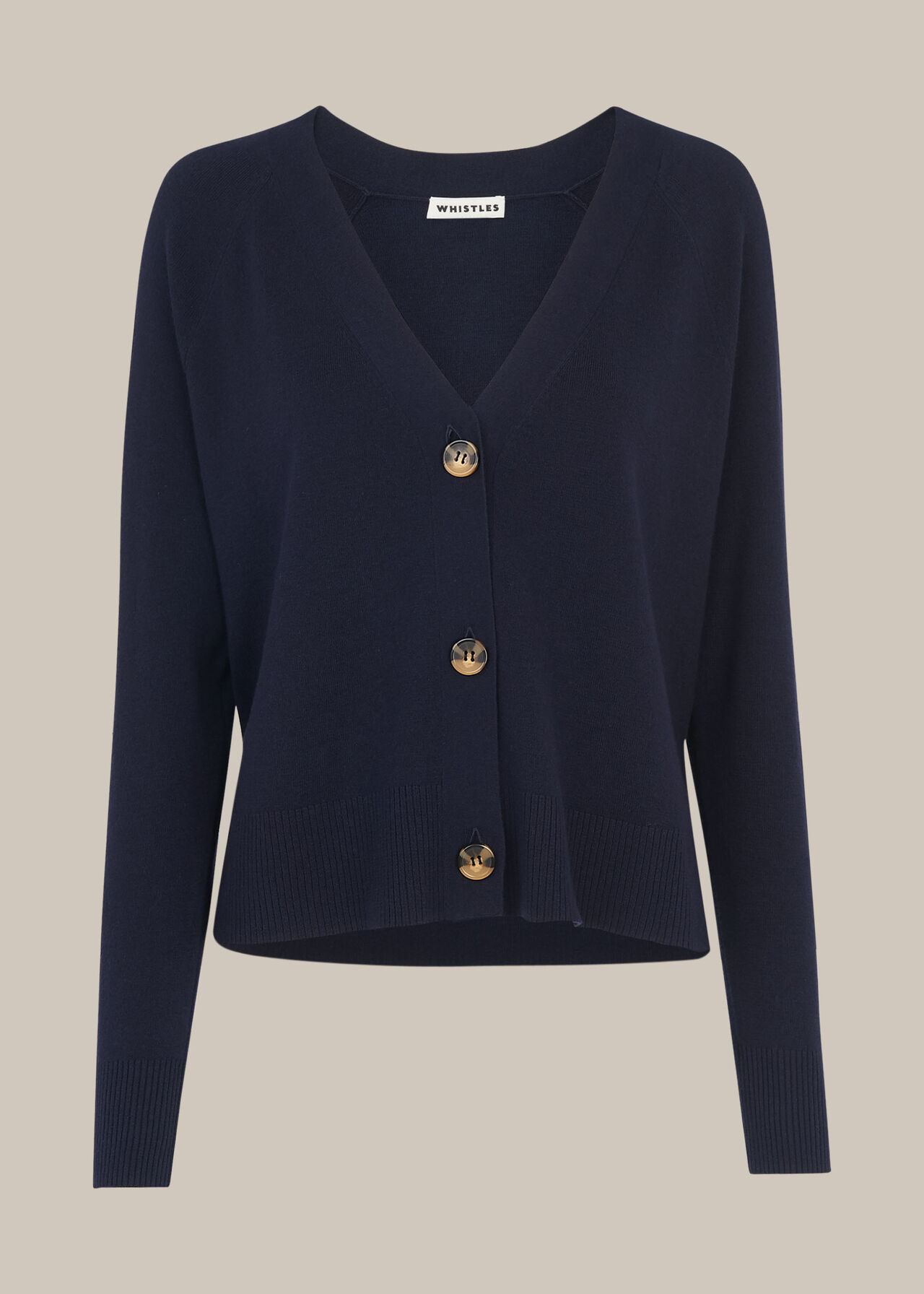 Navy Button Front Cardigan | WHISTLES | Whistles UK