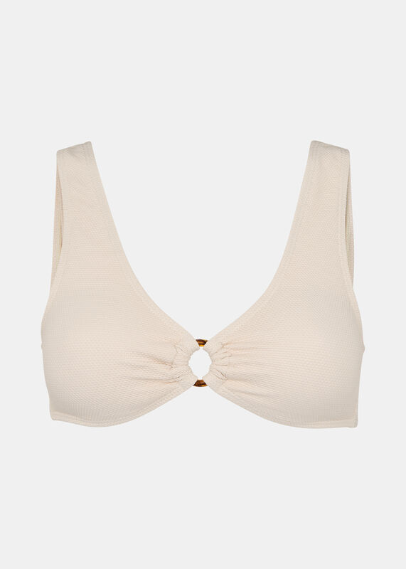 Ivory Ring Detail Bikini Top