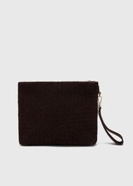 Avah Woven Suede Zip Clutch