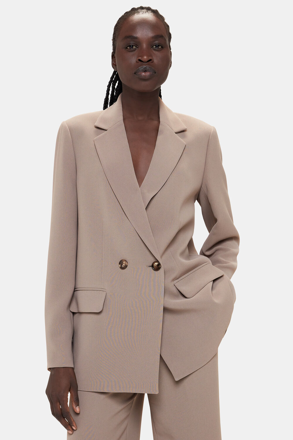 Taupe Nina Double Breasted Blazer