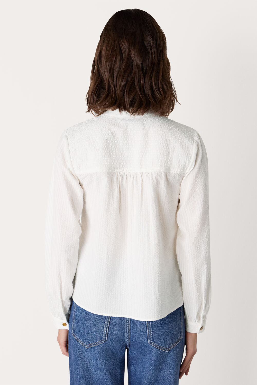 White Textured Frill Shirt