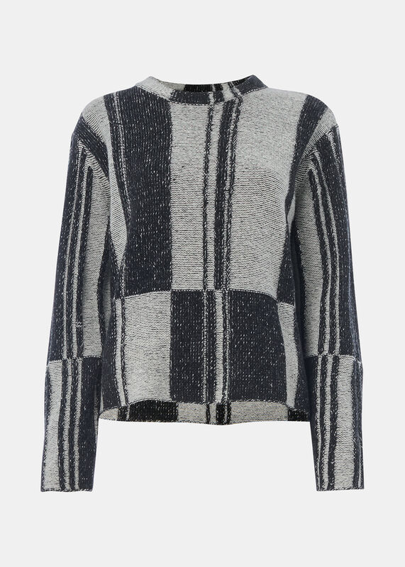 Black Block Stripe Wool Sweater