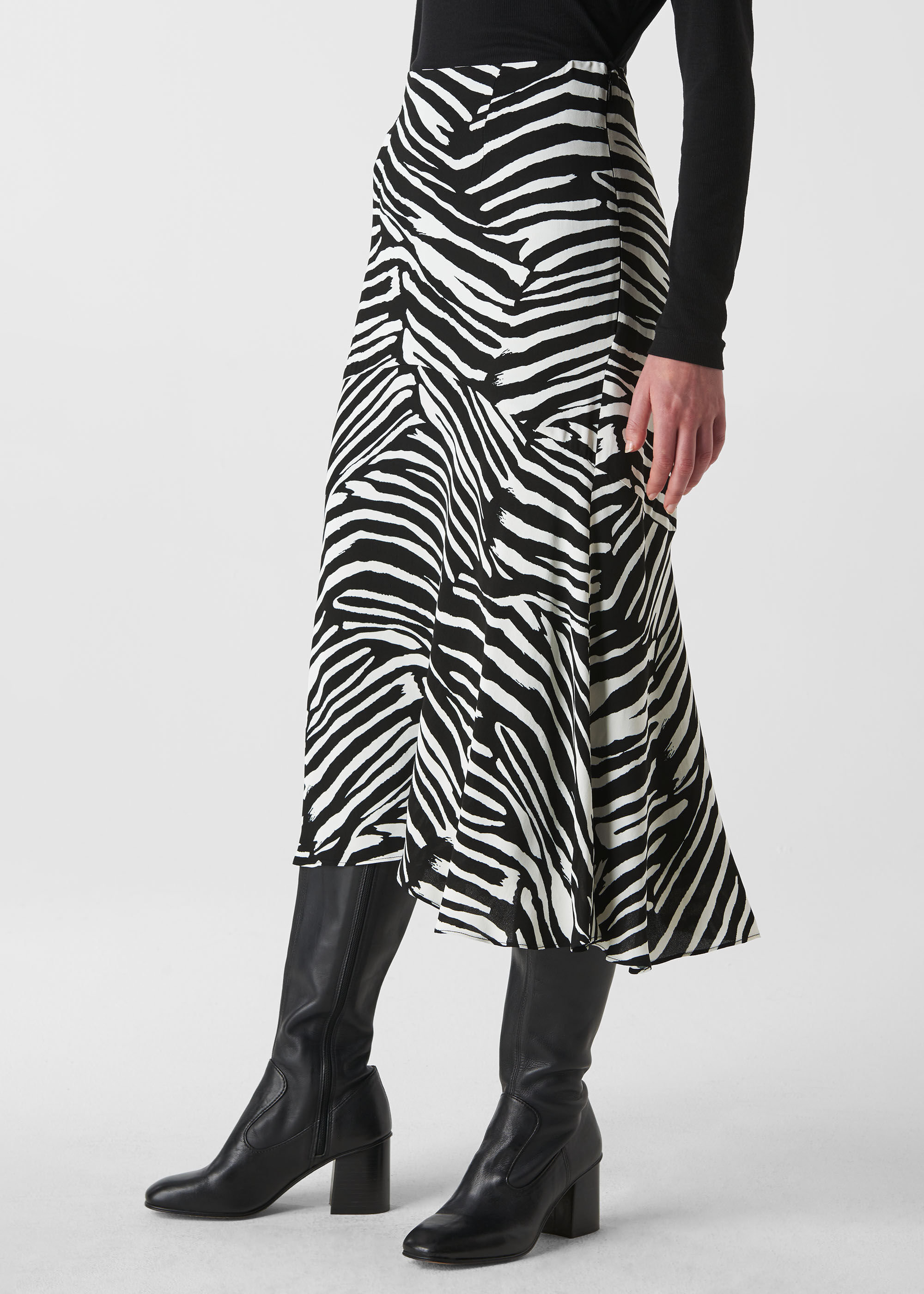 black and white zebra print skirt