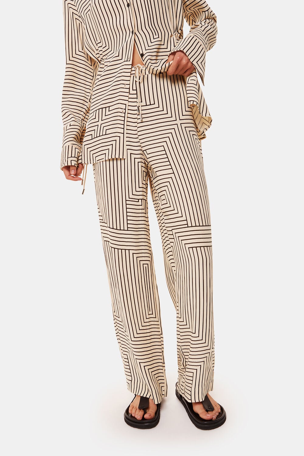 Ivory Angled Stripe Trouser