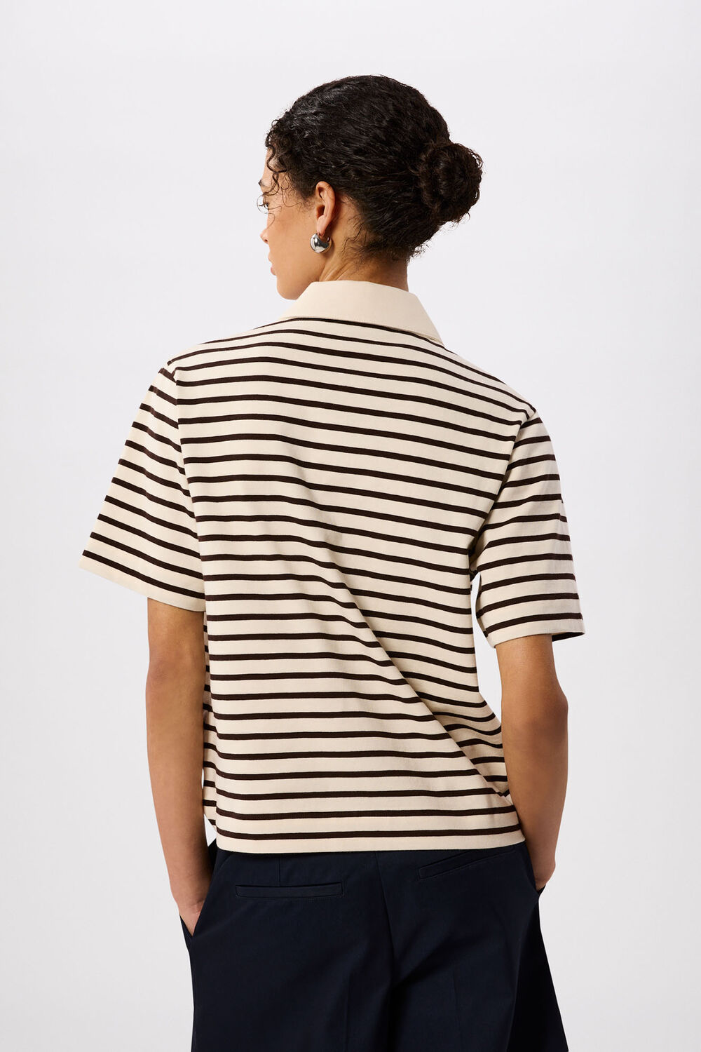 Ivory Short Sleeve Stripe Polo