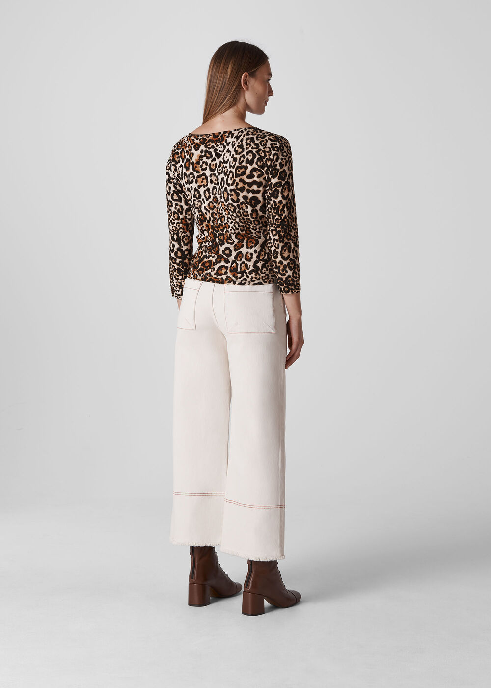 Leopard Print Wrap Tie Top Multicolour